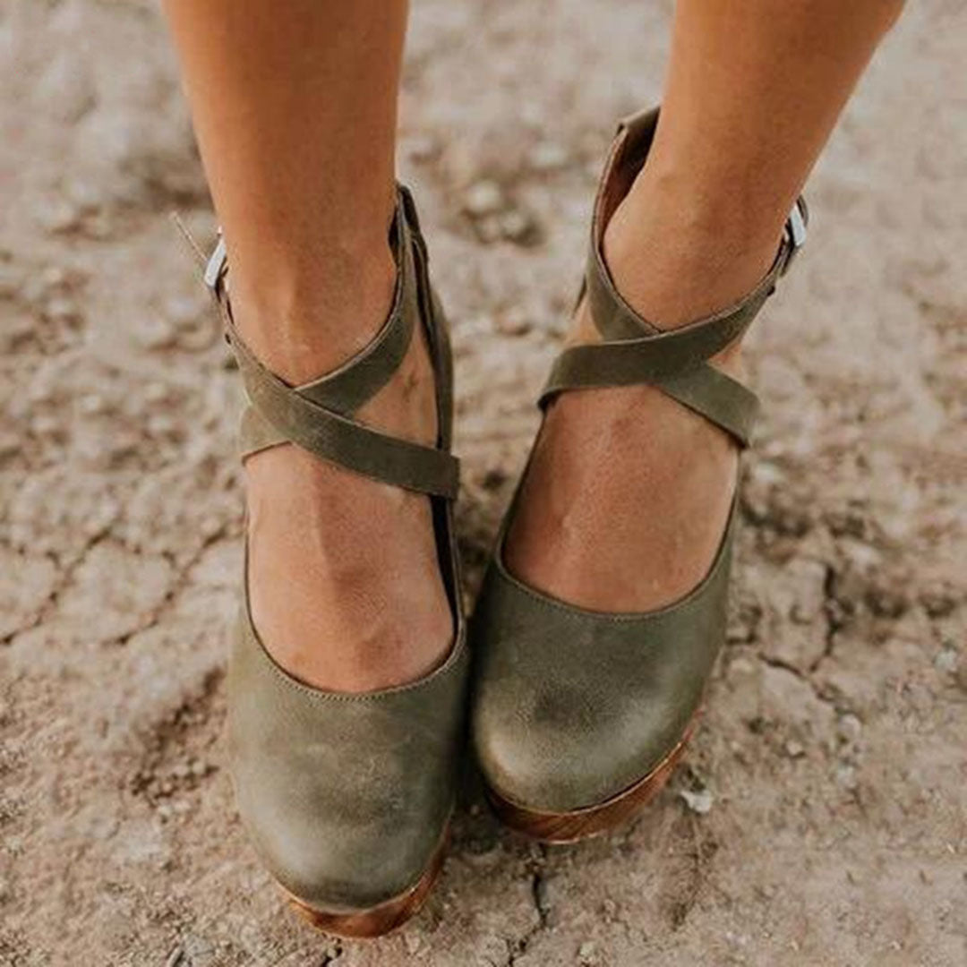Cora | Orthopedic Block Heel Mary Jane Sandals – Vintage-Inspired
