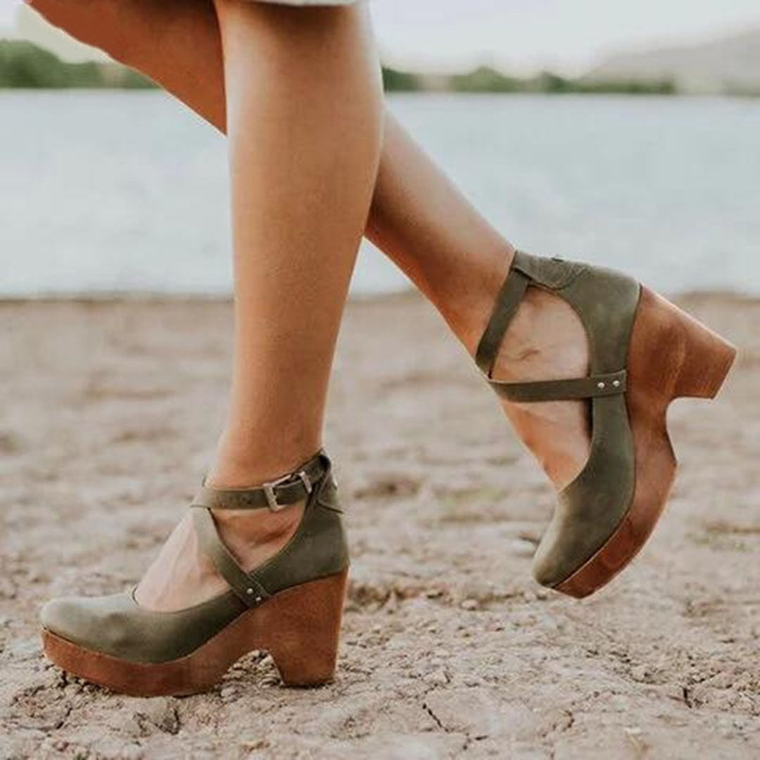 Cora | Orthopedic Block Heel Mary Jane Sandals – Vintage-Inspired