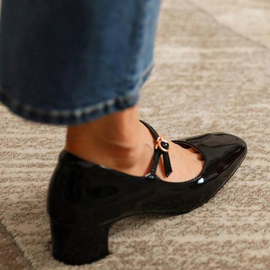 Eira | Women’s Orthopedic Patent Leather Mary Jane Block Heels