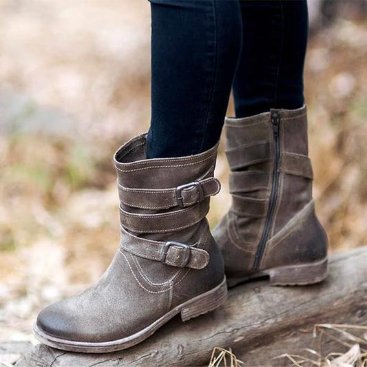 Hailey | Women’s Orthopedic Mid-Calf Buckle Boots with Cushioned Support