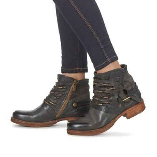 Emma | Women’s Orthopedic Lace-Up Ankle Boots with Side Zipper