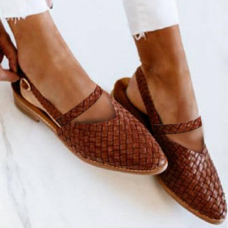 Kalani | Women’s Orthopedic Woven Leather Flats with V-Cut Strap