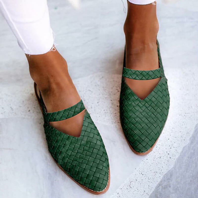 Kalani | Women’s Orthopedic Woven Leather Flats with V-Cut Strap