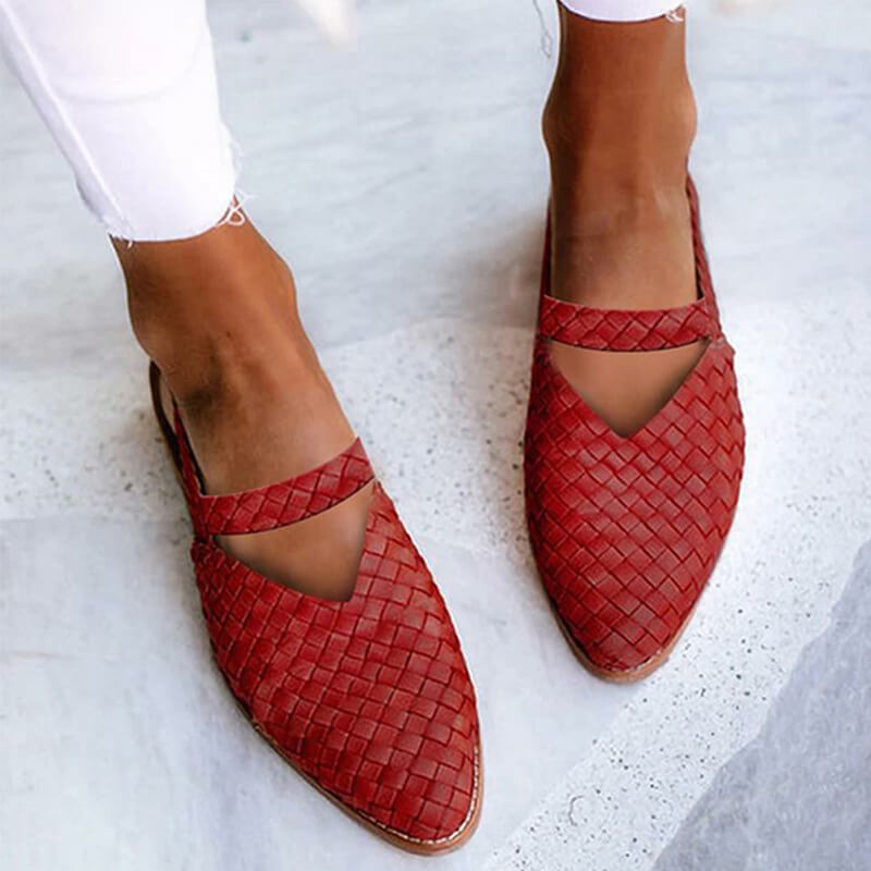 Kalani | Women’s Orthopedic Woven Leather Flats with V-Cut Strap