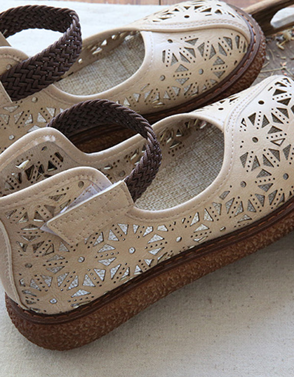 Bianca | Cutout Leather Flats – Breathable Comfort Slip-Ons