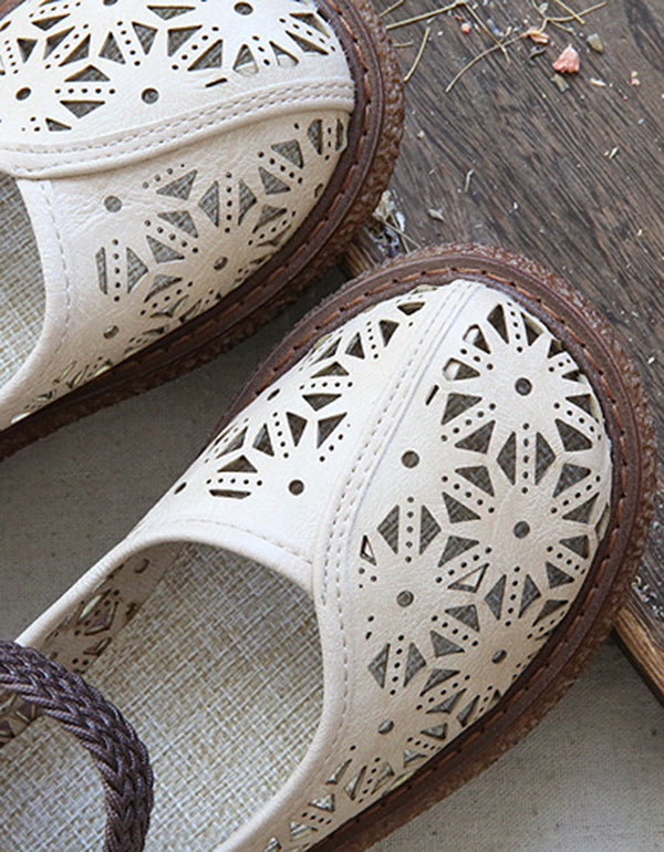 Bianca | Cutout Leather Flats – Breathable Comfort Slip-Ons