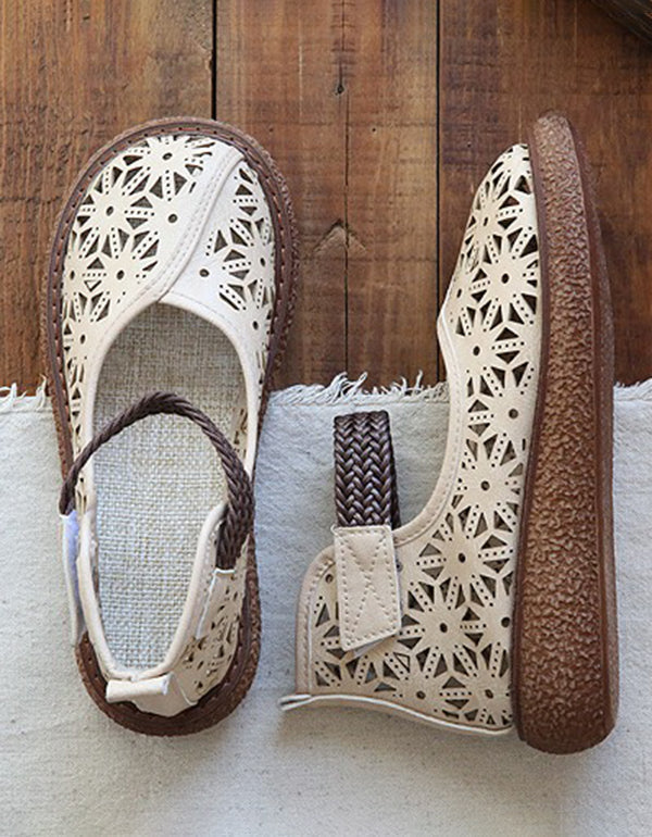 Bianca | Cutout Leather Flats – Breathable Comfort Slip-Ons