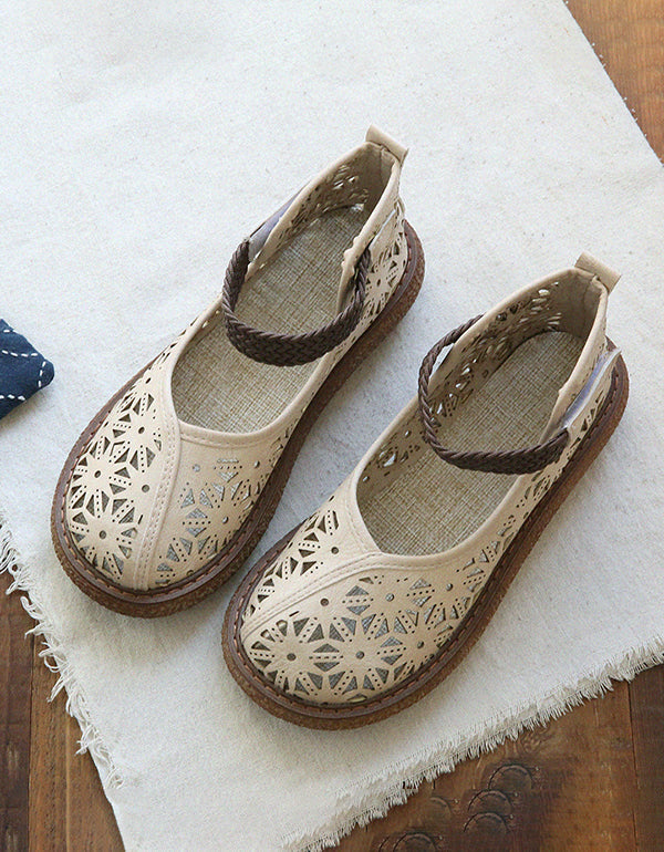 Bianca | Cutout Leather Flats – Breathable Comfort Slip-Ons