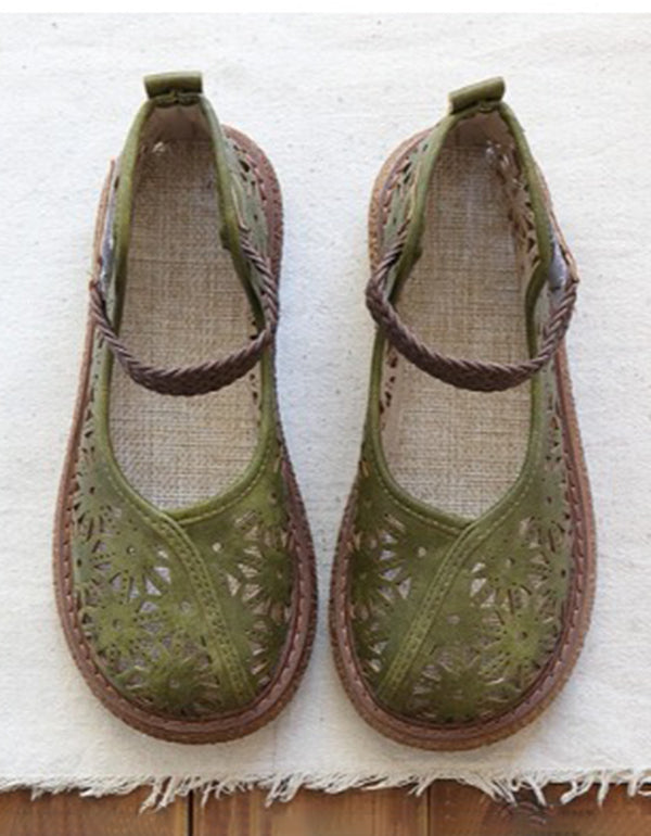 Bianca | Cutout Leather Flats – Breathable Comfort Slip-Ons