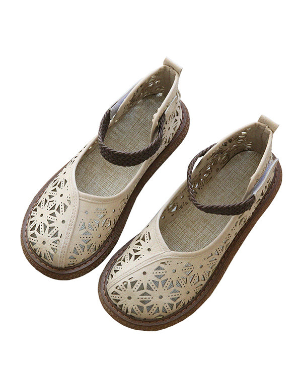 Bianca | Cutout Leather Flats – Breathable Comfort Slip-Ons