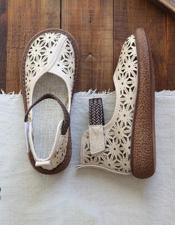 Bianca | Cutout Leather Flats – Breathable Comfort Slip-Ons