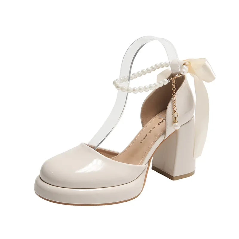 Laura | Block Heels with Ribbon Tie