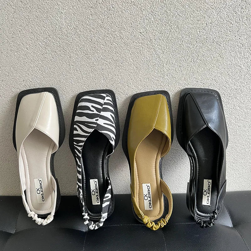Athena | Square-Toe Slingback Flats with Orthopedic Cushioned Support