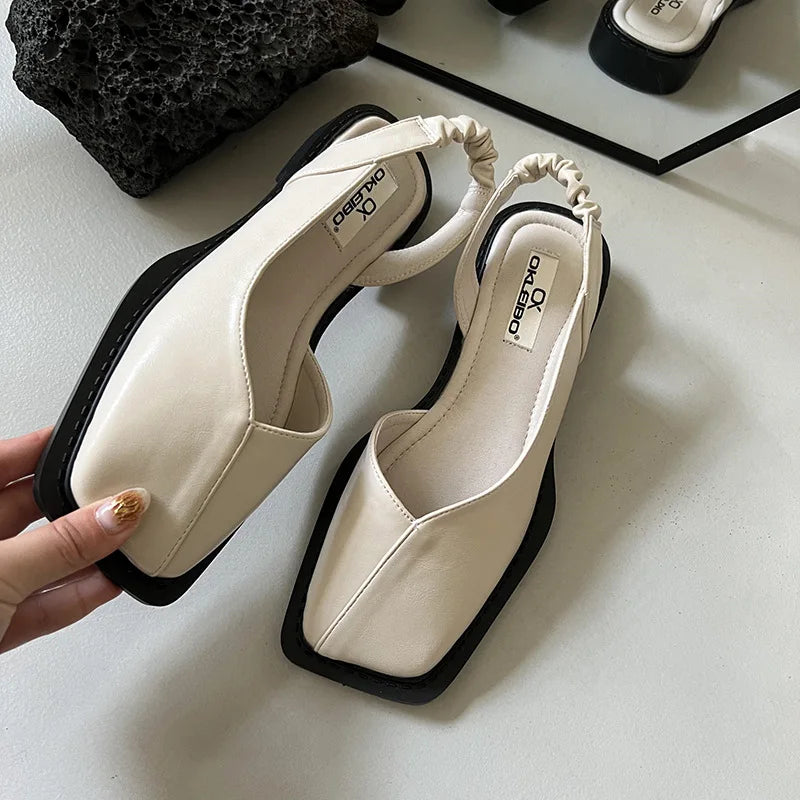 Athena | Square-Toe Slingback Flats with Orthopedic Cushioned Support
