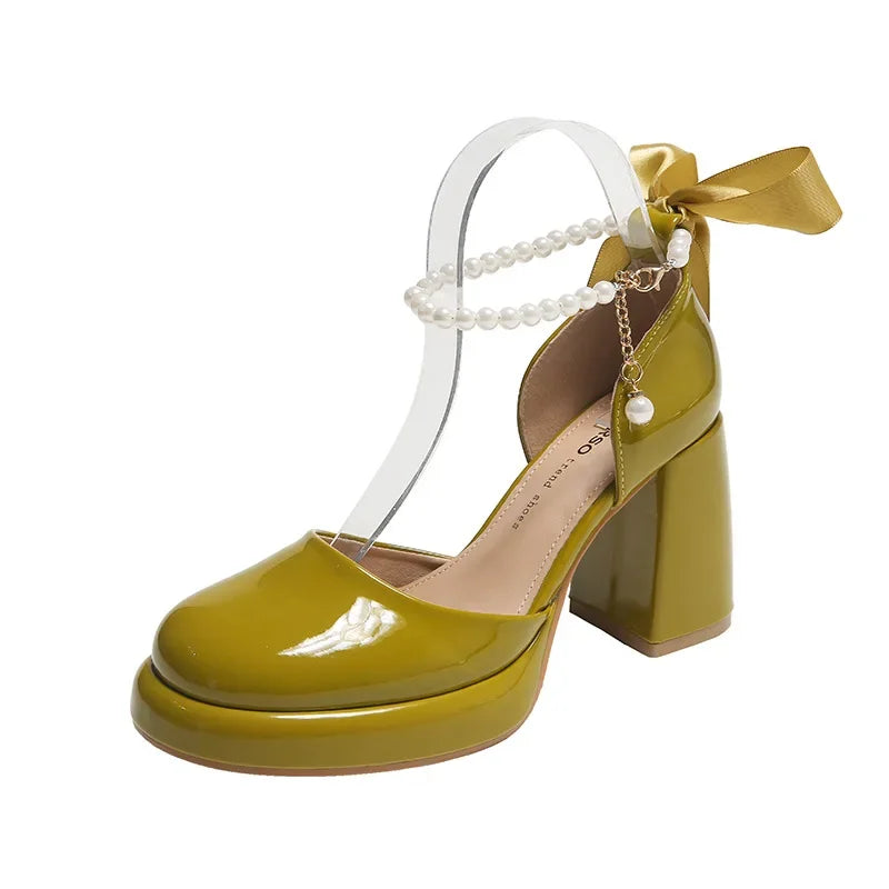 Laura | Block Heels with Ribbon Tie