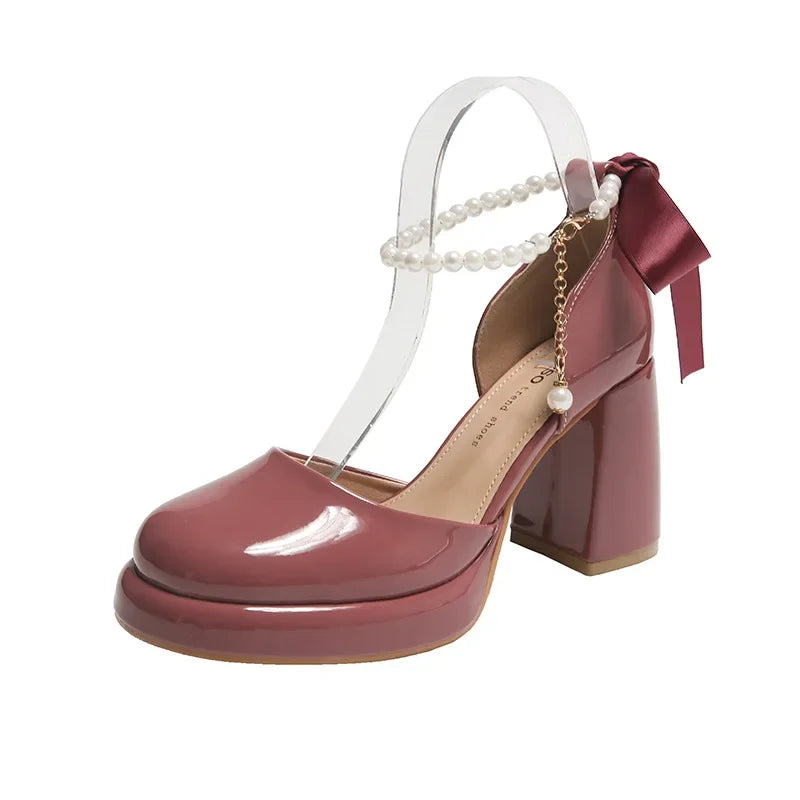 Laura | Block Heels with Ribbon Tie
