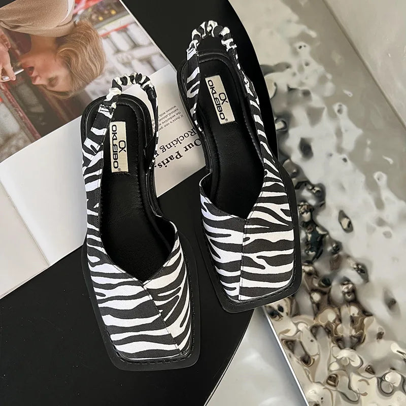 Athena | Square-Toe Slingback Flats with Orthopedic Cushioned Support