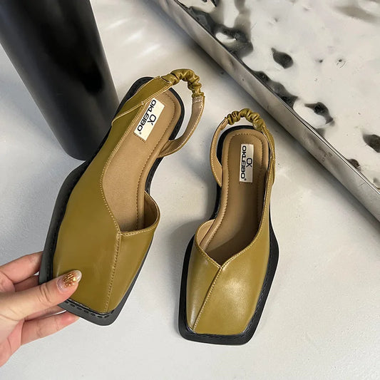 Athena | Square-Toe Slingback Flats with Orthopedic Cushioned Support