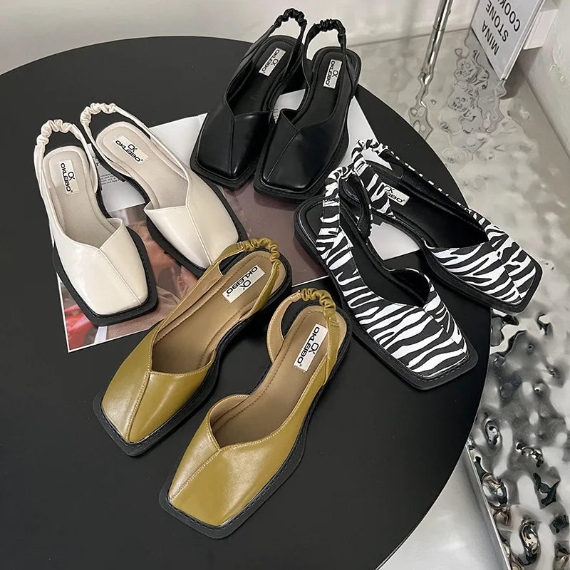 Athena | Square-Toe Slingback Flats with Orthopedic Cushioned Support