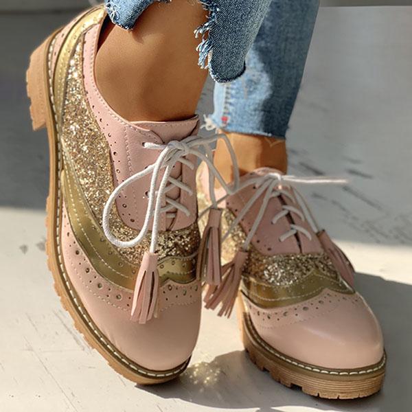 Eliana | Women’s Orthopedic Glitter Oxford Shoes with Lace-Up Design