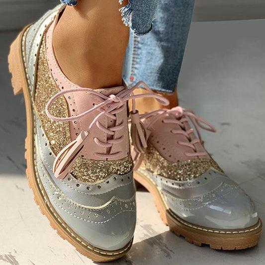 Eliana | Women’s Orthopedic Glitter Oxford Shoes with Lace-Up Design