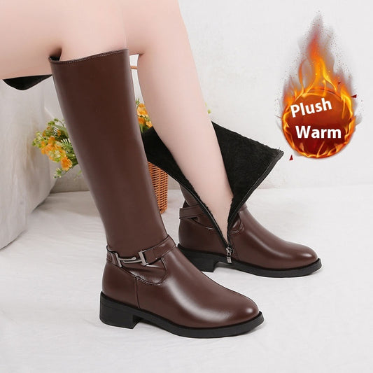 Isabel |  Winter Chunky Heel Round Head Knight Over The Knee Boots