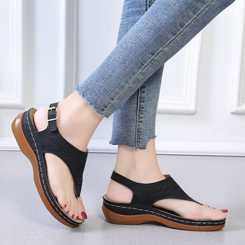 Samantha | Casual Sandals Women's Wedge Solid Color Flip Flop Sandals