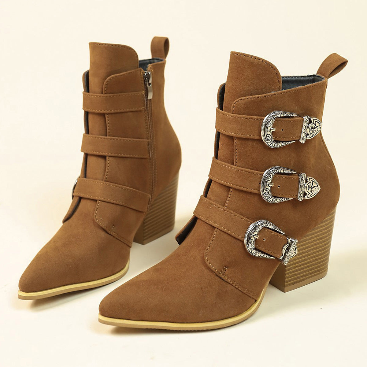 Orthopedic Balance Retro Buckle Boots - Chunky Heel Comfort