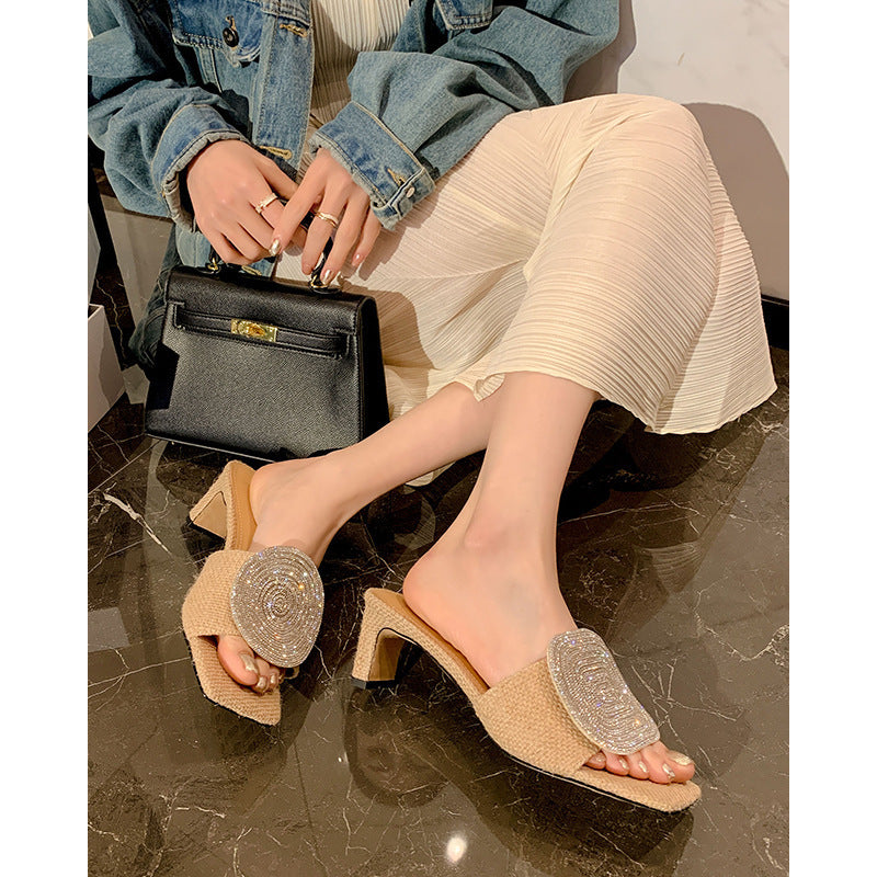 Scarlett | Women’s Crystal Block Heel Orthopedic Slide Sandals