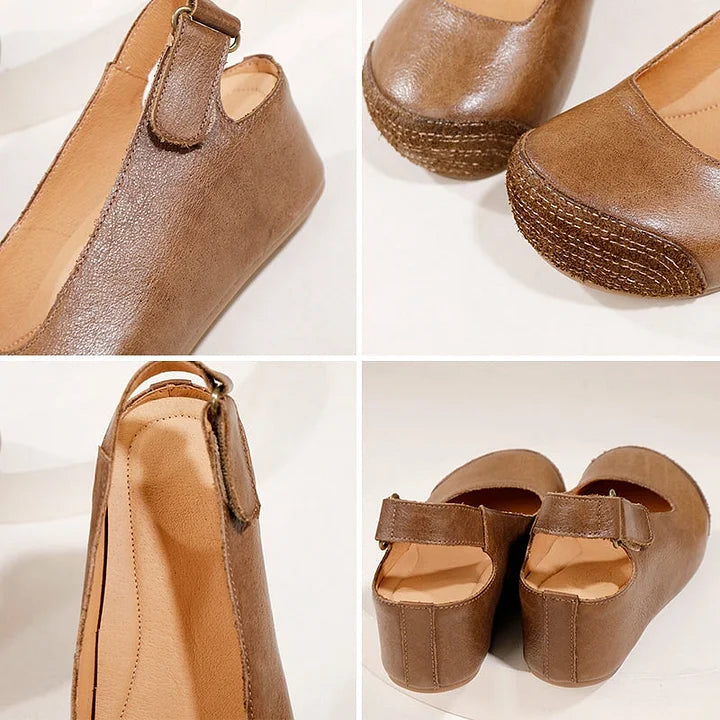 Elara | Handcrafted Leather Slingback Comfort Flats