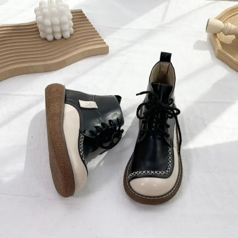 Rowin | Two-Tone Hand-Stitched Casual Lace-Up Boots