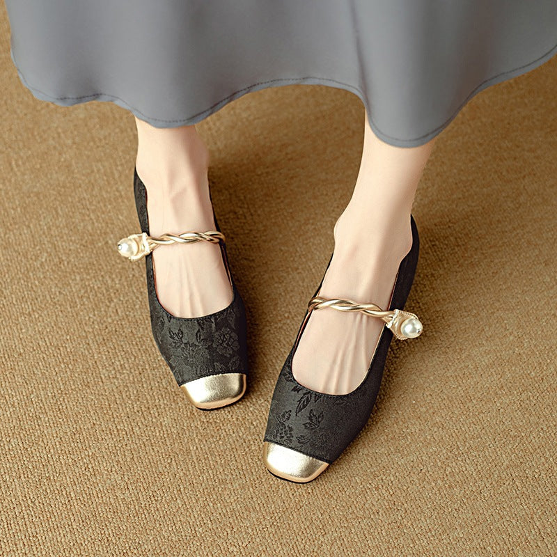 Orthopedic Balance | Square Toe Mary Jane Low Heel Flats