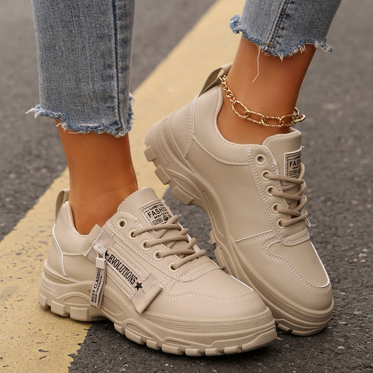 Sara | Lace-up Sneakers With Side-Zipper Design
