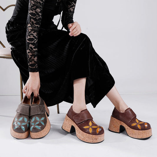 Mila | Women’s Retro Chunky Heel Leather Clogs with Orthopedic Support