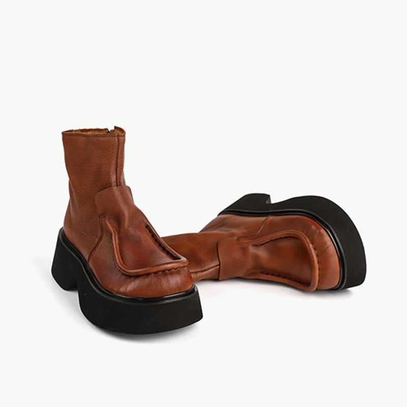Khloe | Vintage Leather Orthopedic Platform Ankle Boots