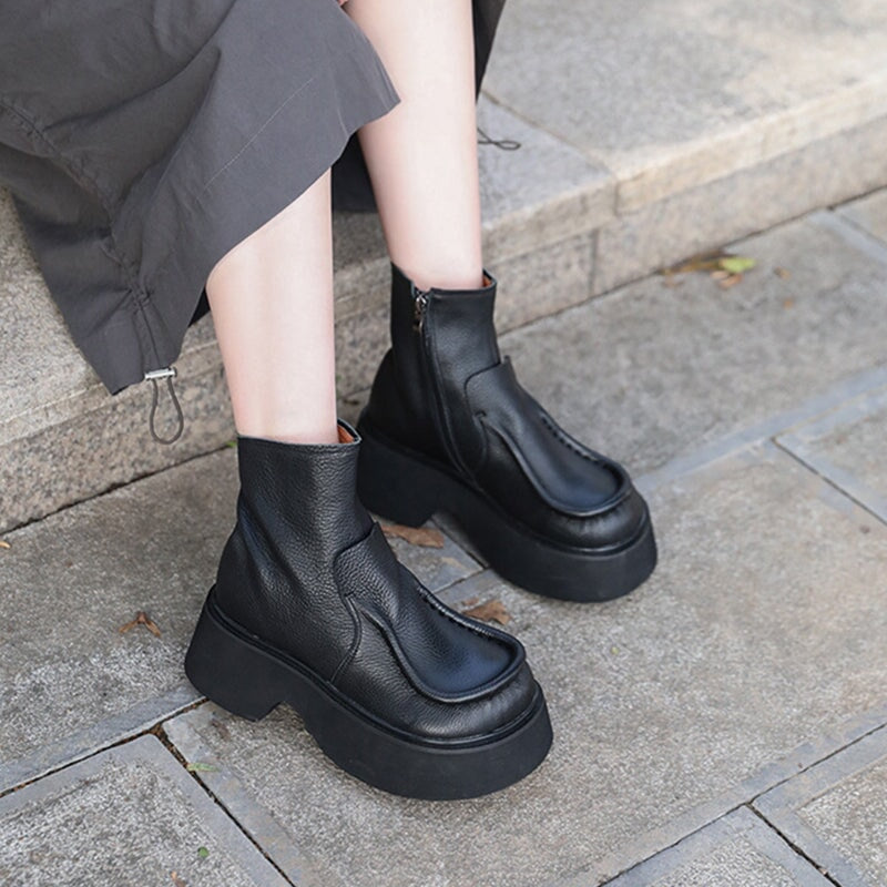 Khloe | Vintage Leather Orthopedic Platform Ankle Boots