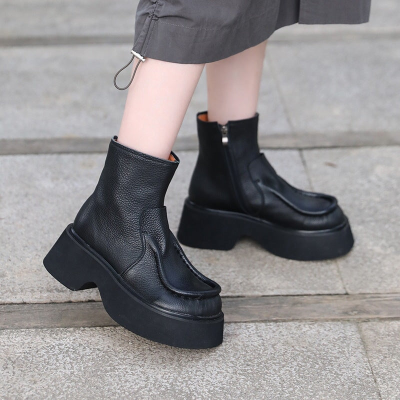 Khloe | Vintage Leather Orthopedic Platform Ankle Boots