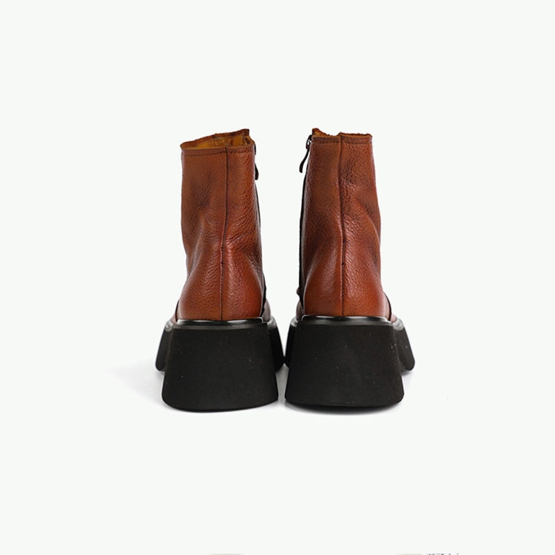 Khloe | Vintage Leather Orthopedic Platform Ankle Boots