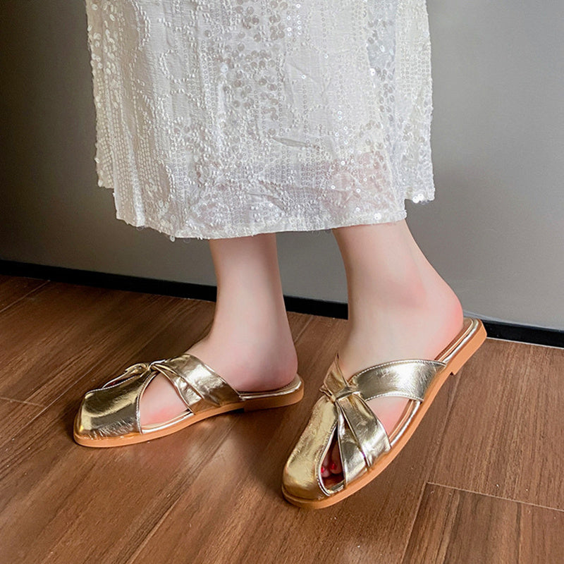 Flora | Women’s Metallic Orthopedic Slip-On Bow Sandals