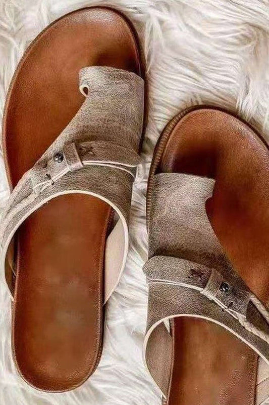 Aria | Orthopedic Leather Slip-On Sandals with Adjustable Strap
