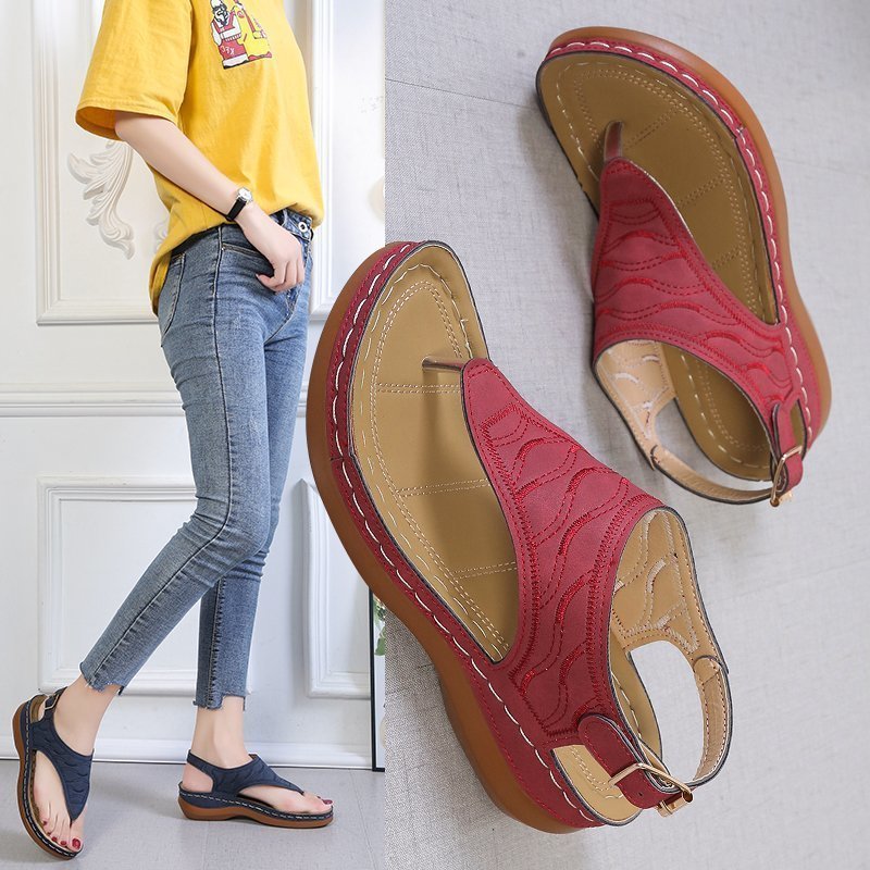 Samantha | Casual Sandals Women's Wedge Solid Color Flip Flop Sandals