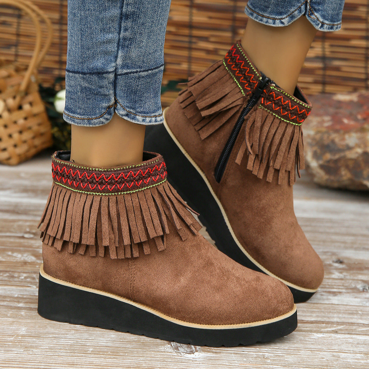 Orthopedic Balance Wedge Bootie - Fringe Comfort Design