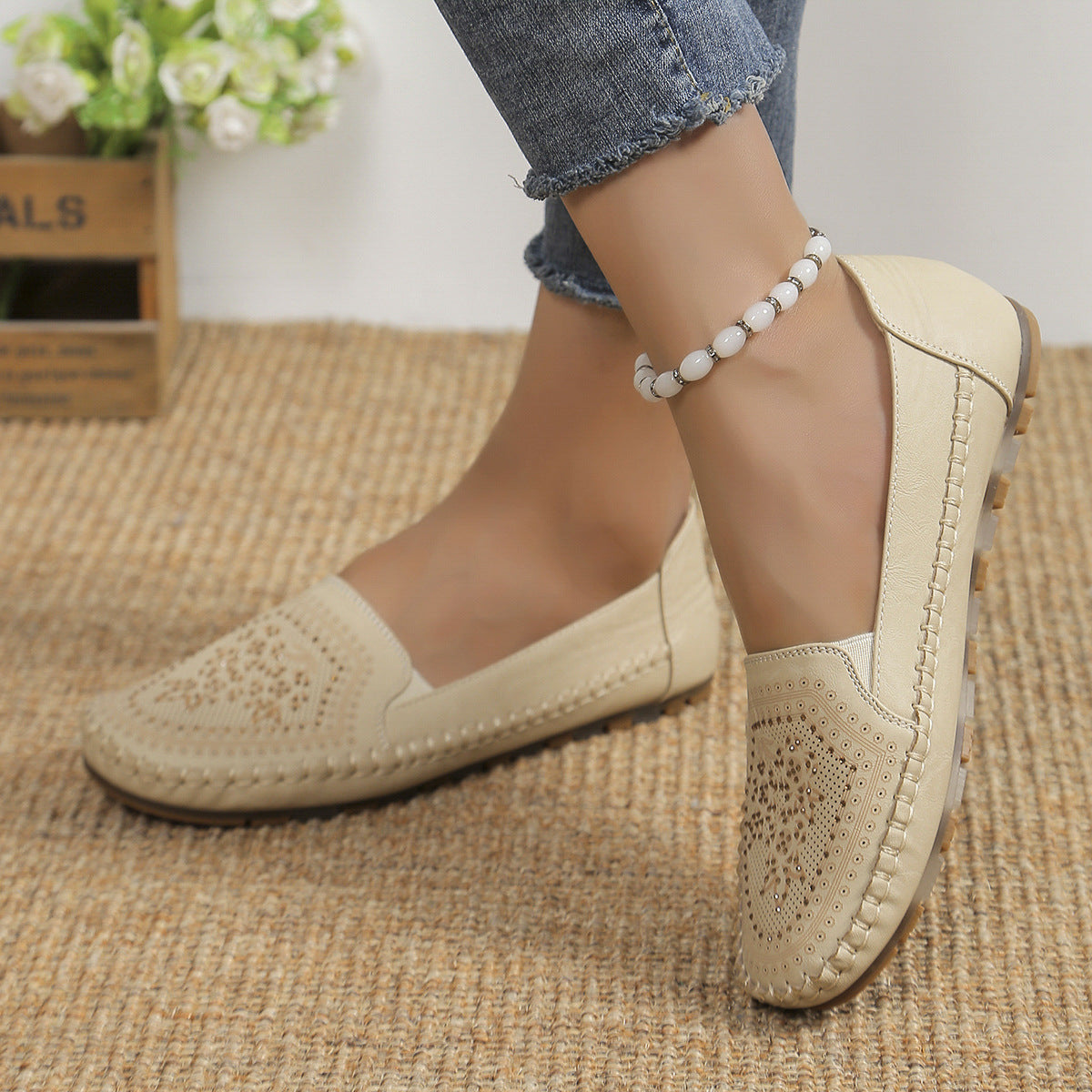 Orthopedic Balance Casual Gommino Handmade Shoes In Solid Color