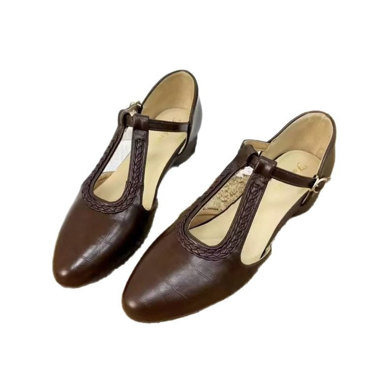 Sandy | Soft Leather Pointed Cross-strap  Shoes