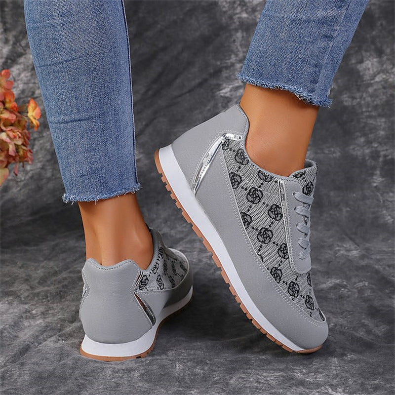 Selena | Flower Print Lace-up Sneakers