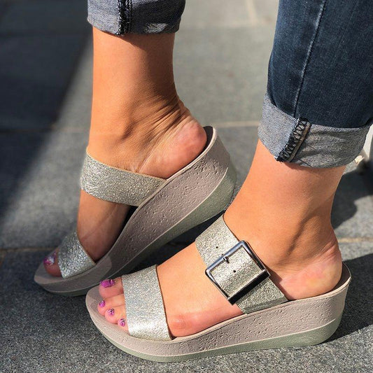 Celeste | Orthopedic Platform Slide Sandals – Adjustable Buckle