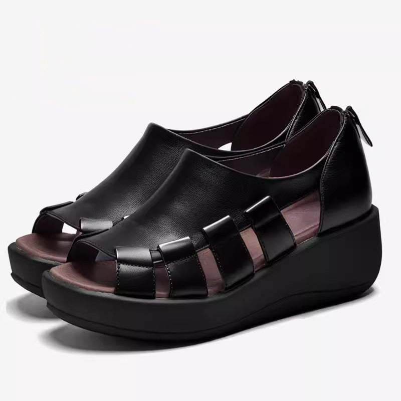 Joan | Women’s Orthopedic Open-Toe Leather Slip-On Comfort Shoes