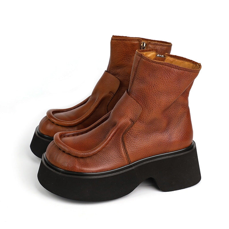 Khloe | Vintage Leather Orthopedic Platform Ankle Boots