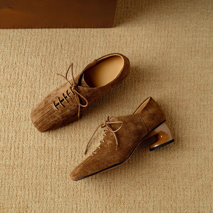 Orthopedic Balance Chunky Sheepskin Pumps - Retro Style