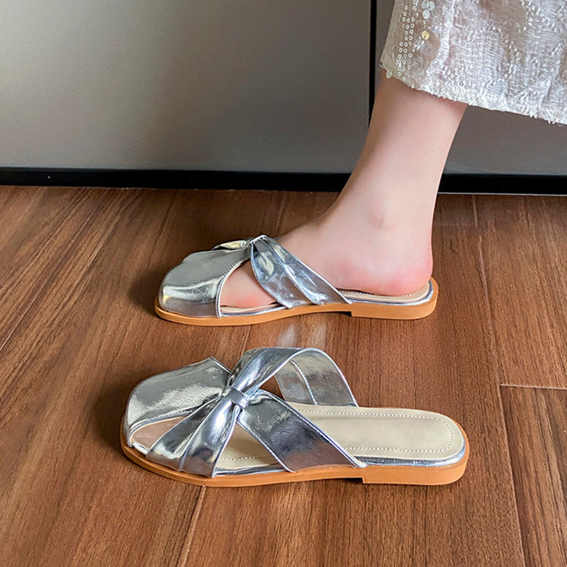 Flora | Women’s Metallic Orthopedic Slip-On Bow Sandals